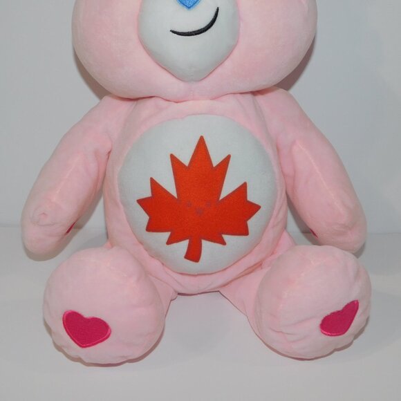 2023 Care Bears Large 20" Plush TRUE NORTH Stuffed Canada Maple Leaf Bear Pink - Picture 3 of 6